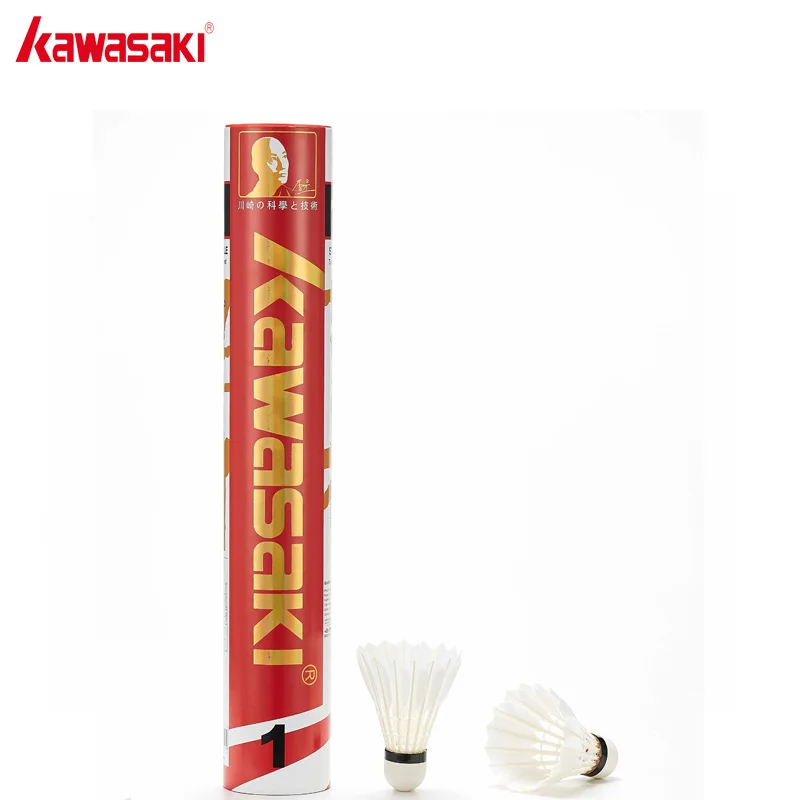 

12Pcs KAWASAI Professional Goose Feather Shuttlecock for Competition White Badminton Ball Tournament Series Durable Speed 77.78
