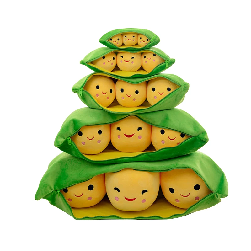 

Soft Pea Pods Plush Toy Green Beans Soy Stuffed Cotton Plush Animal Doll Waist Pillow Unisex Christmas Gift for Kids Children
