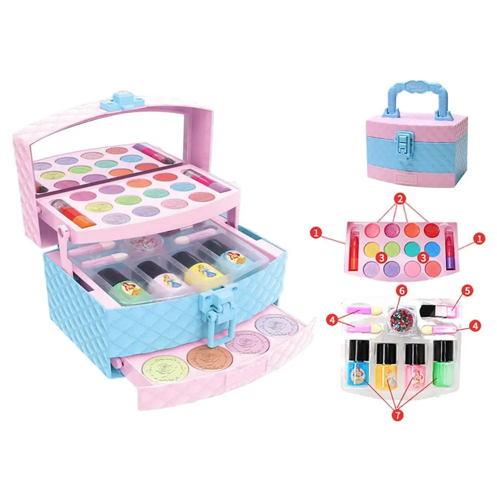 

Kids Washable Makeup Toys Girl Cosmetic Toy Beauty Set Play Princess Cosmetic Kit With Delicate Bag Real Cosmetic Beauty Set For