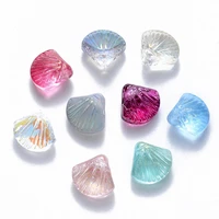 100pcs transparent glass beads with glitter powder scallop shape loose beads diy jewelry making handmade accessories supplies