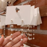 2020 new korean pearl long tassel drop earrings sweety jewelry for women pendientes gift wedding earrings