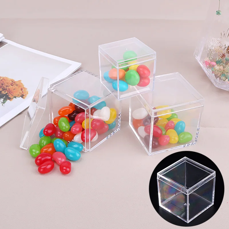 

Transparent Plastic Hollow Cube Packing Boxes Square Gift Bags Party Event Decoration Wedding Favor Chocolate Candy Storage Box