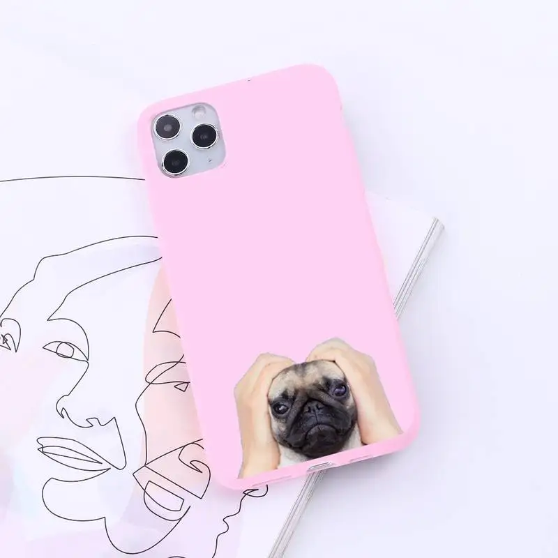 

Cute funny animal bulldog art Phone Case Candy Color for iPhone 6 7 8 11 12 s mini pro X XS XR MAX Plus