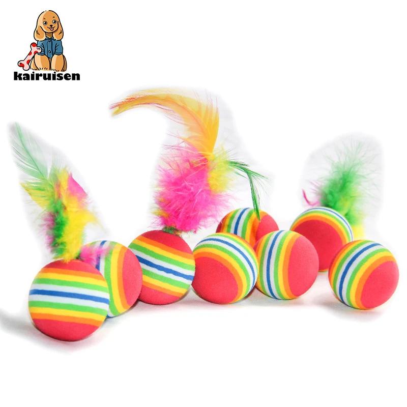 Пернатая Радужная игрушка для кошки в виде шара красочный шар интерактивный