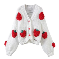autumn winter womens sweater korean fashion strawberry cardigan for women 2021 oversize cardigan knitted coat long sleeve tops