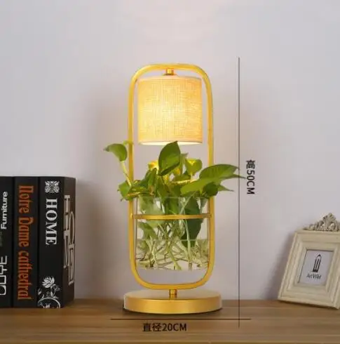 Desk Lamp-Golden Современный китайский Декор растение цветочный торшер ткань абажур стекло Кабинет стенд пол свет AC110V-220V - Цвет абажура: Desk Lamp-Golden