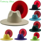 Бежево-красная фетровая Панама, шляпа для мужчин, джазовая шляпа, церковная шляпа, британская женская шляпа