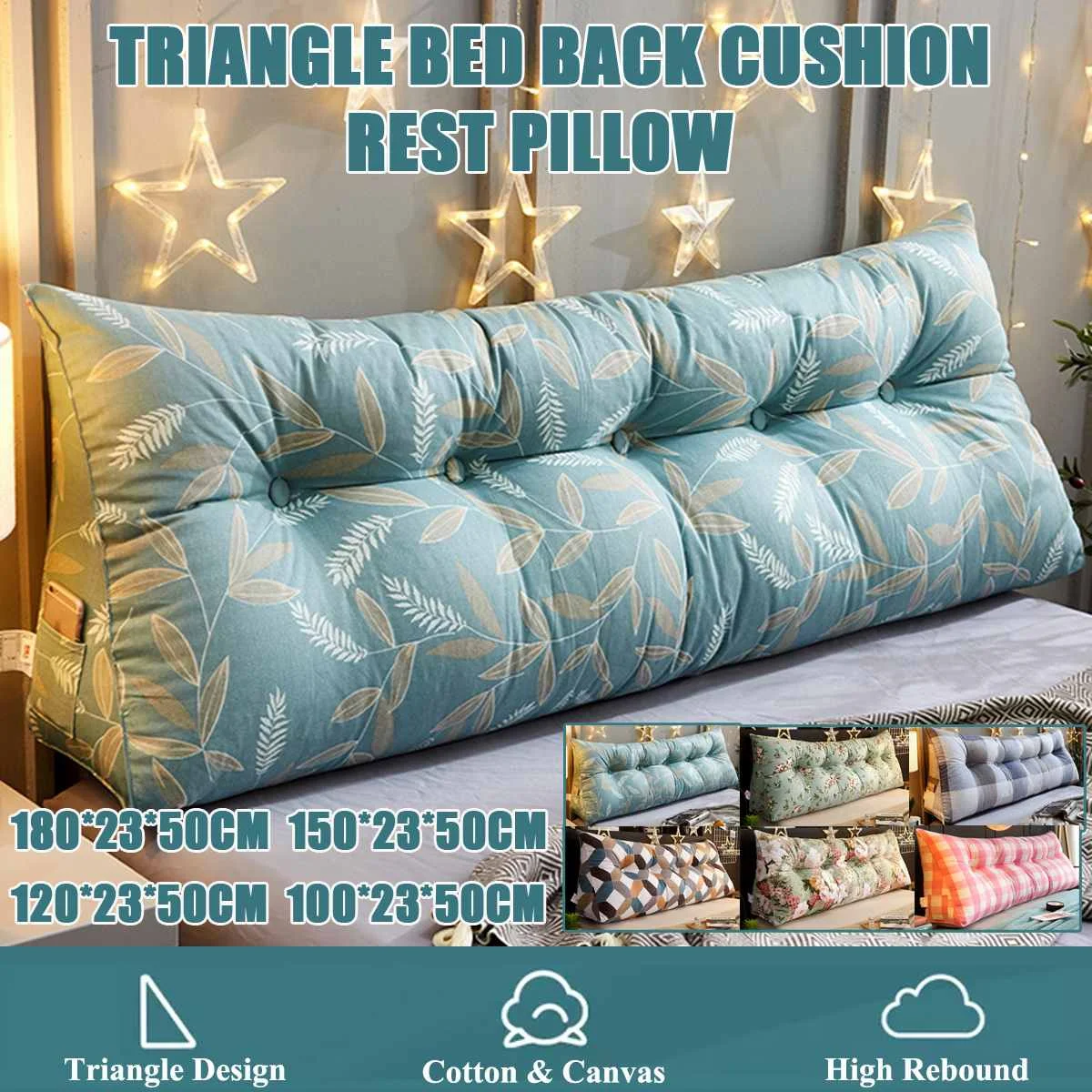 

180cm Stereo Couch Bed Triangular Backrest Pillow Waist Cushion Washable Sofa Rest Household Bedroom Bedding