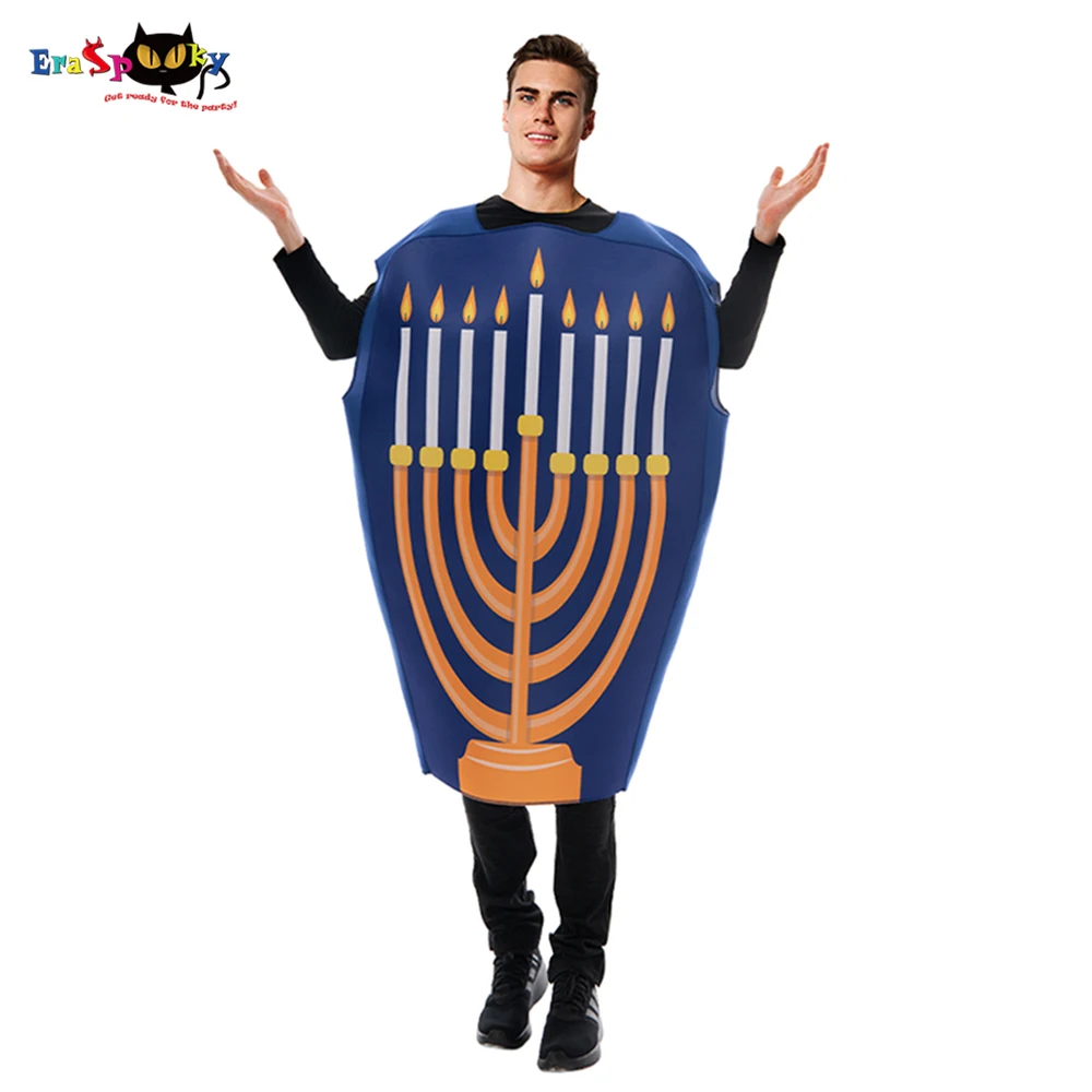

Eraspooky Adult Hanukkah Menorah Costume Jewish Celebration Chanukah Festival Fancy Dress Traditional Religion Party Outfit