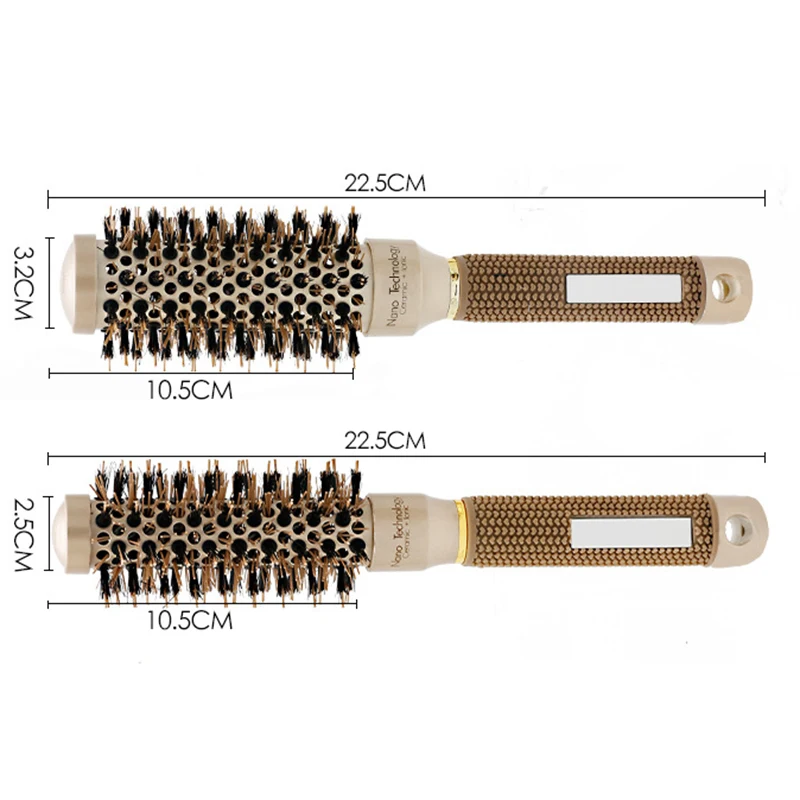 Профессиональная термальная керамическая ионизирующая круглая бочка щетка для