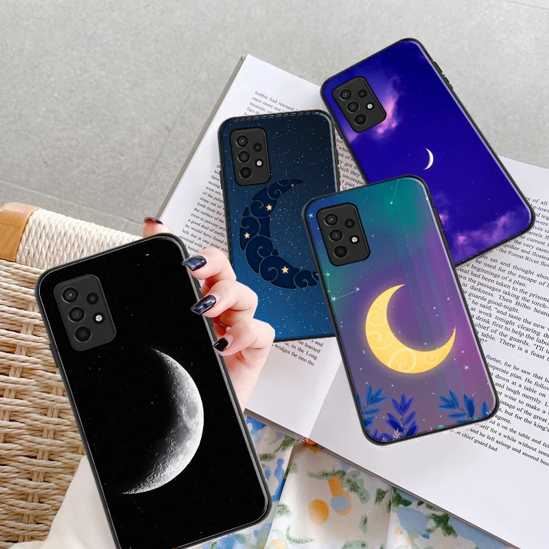 

Moon Stars Moonlight Silicone Phone Case For Samsung Galaxy A41 A51 4G 5G A52 4G 5G A71 4G 5G A72 4G 5G Soft TPU Back Cover