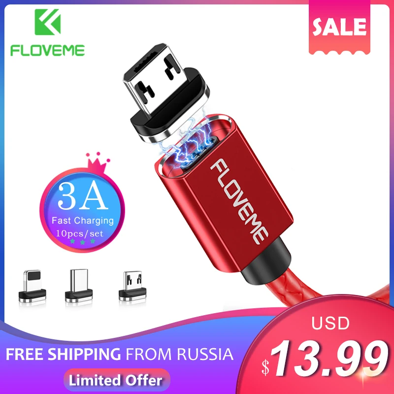 

FLOVEME 10pcs/set Magnetic Cable 3A Fast Charging USB C Cable Type C Cable for iPhone 12 Magnet Charger For Mobile Phone