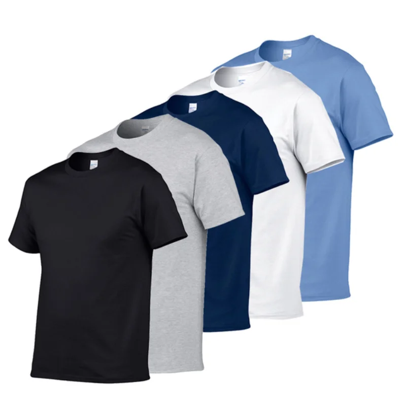 

Brand Pack Sale Men's Summer2021 100% Cotton T-Shirt Men Casual Short Sleeve O-Neck T Shirt Comfortable Solid Color Tops Tees