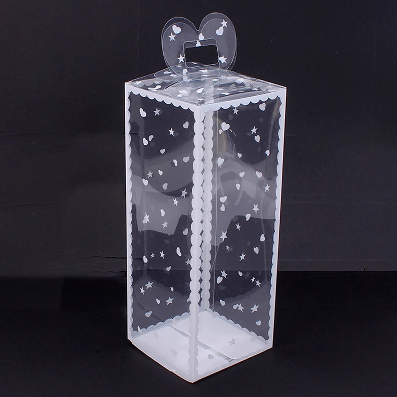 Transparent Flower Handle Box Waterproof Packaging Bags Folding Handbag Hanging Gift |