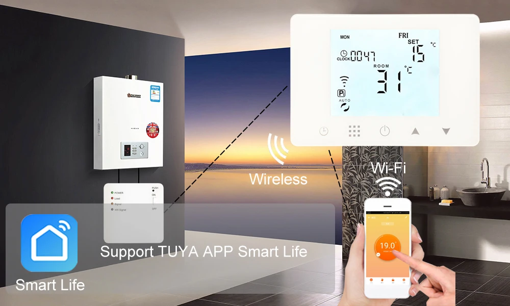 MJZM BGL09RF-WiFi и РЧ беспроводной термостат настенный газовый котел отопление дистанционного регулировка температуры контроллер программируемый