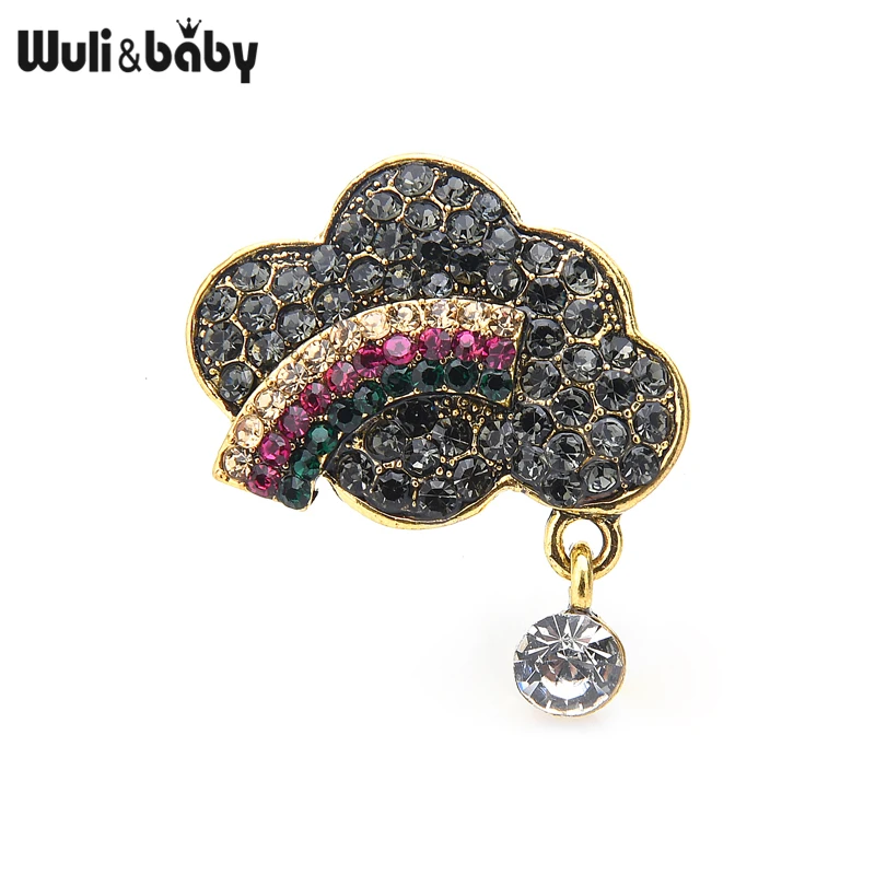 Wuli & baby Стразы радужные Броши для женщин Милые 2 цвета облако Вечеринка Офис
