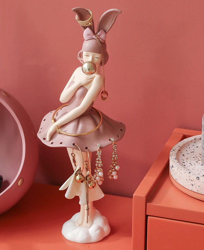 

Creative girl jewelry rack display stand home bedroom dressing table hanging earrings necklace decoration ornaments