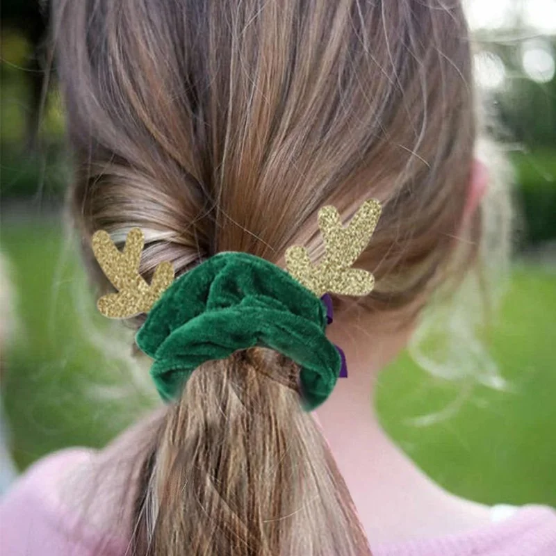 

Women Girls Elastic Rubber Hair Rope Bands Cute Christmas Elk Antlers Hairband Simple Large Intestine Hair Ties Hair Accessories