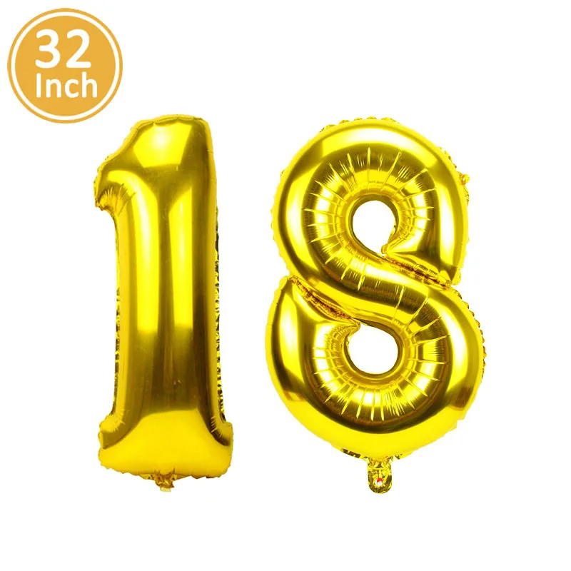 gold 18 Lincaier 32 дюйма 62 см с днем рождения 18 воздушные шары 18-летние вечерние украшения мужские аксессуары для девушки поставки - Цвет: gold 18
