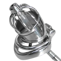 68ud new male chastity devices stainless steel bird cage cock lock with tube