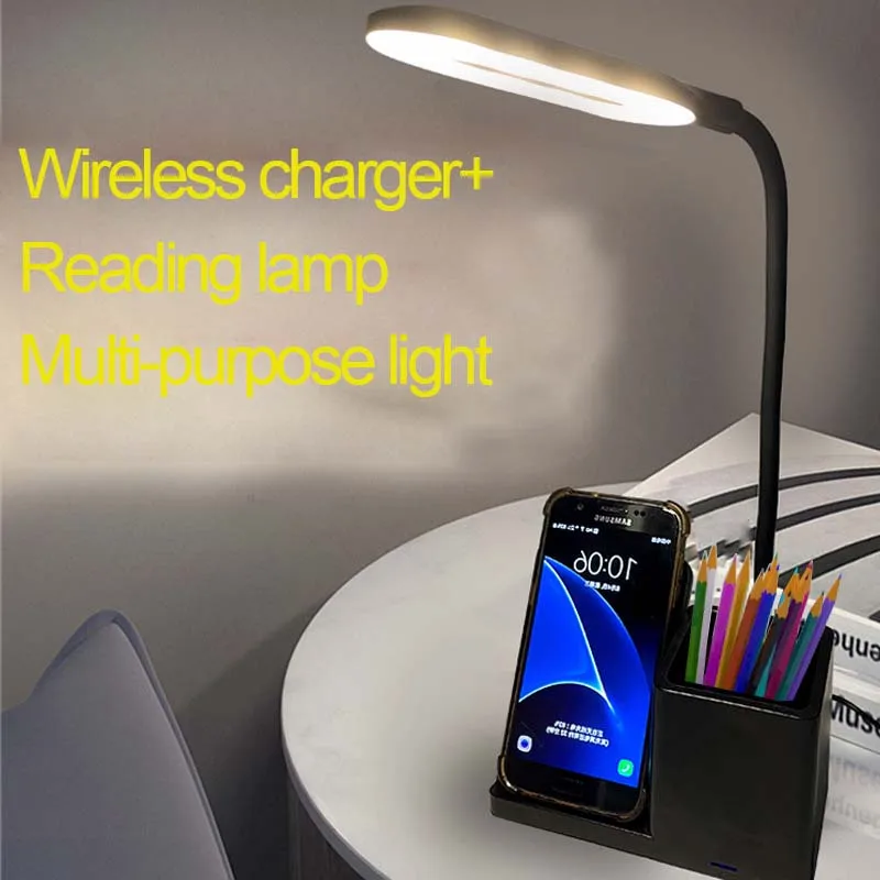 

Pen Holder Desk Lamp Mobile Phone Wireless Charger Hose Foldable Desktop Stand USB Eye Protection Learning Night Light