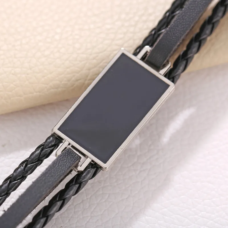 

Geometry Black Leather Bracelet Creative Retro Simple Jewelry