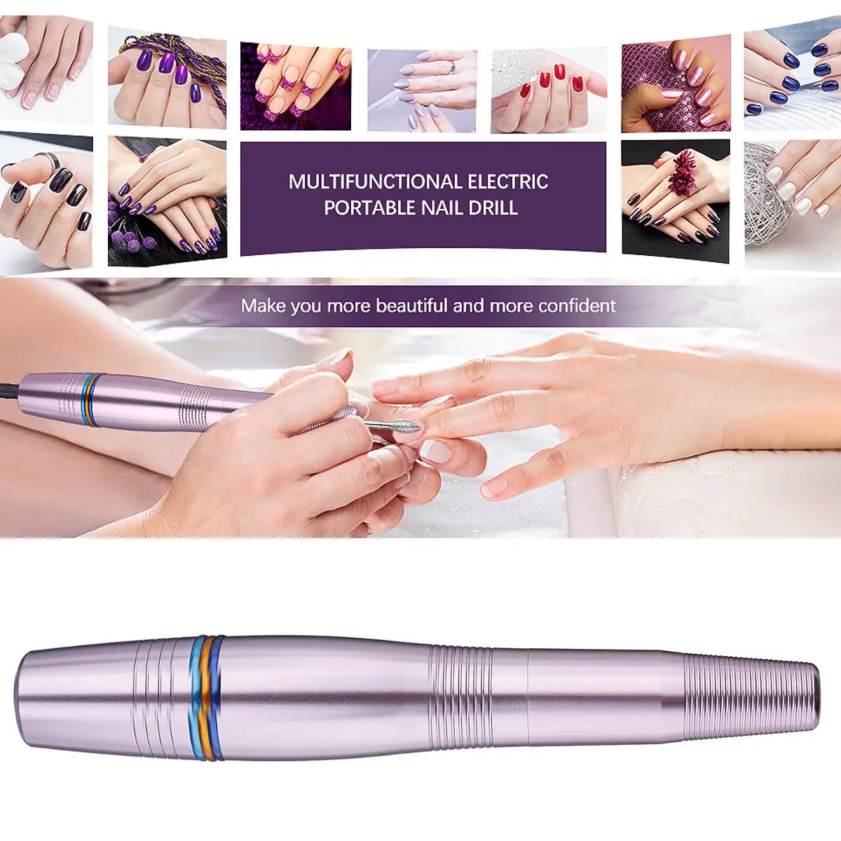 

Adjustable Speed Electric Nail Drill Machine USB Manicure Machine Nail File Nail Pedicure Polishing Shape Tools for Home Salon