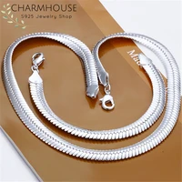 charmhouse 925 silver jewelry sets for man 10mm snake chain necklace bracelet 2pcs jewellery set collier pulseira homme bijoux