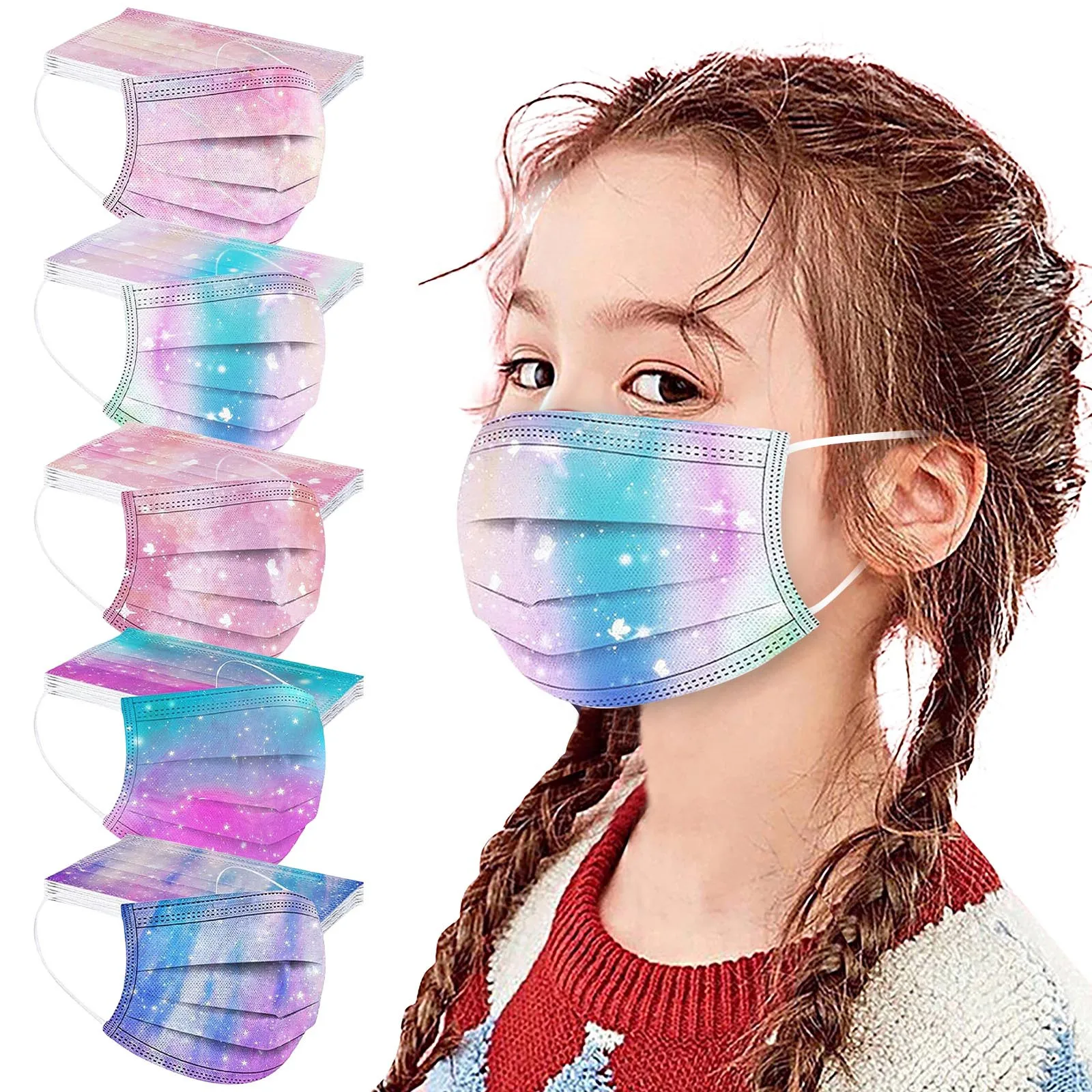 

Маска для лица детская трехслойная Нетканая с ушной петлей, 1-50 шт.