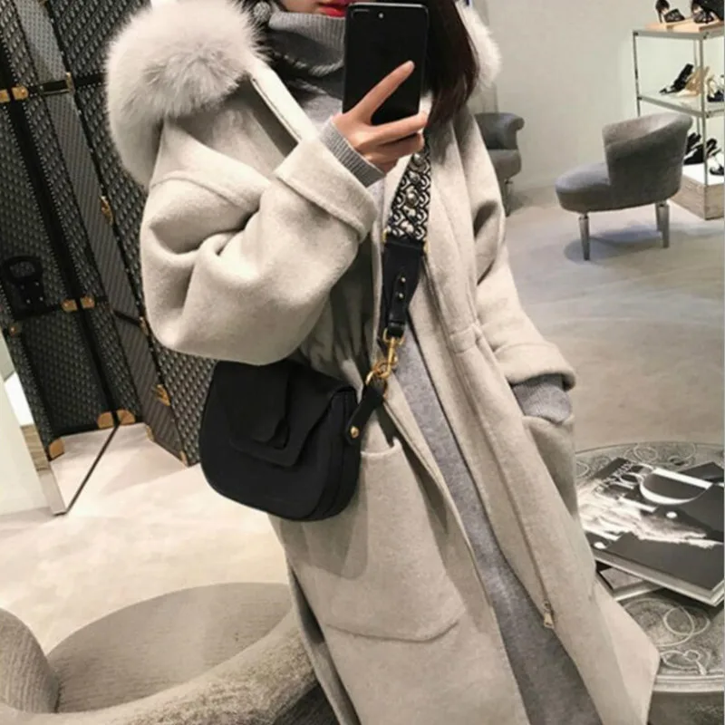 Женское шерстяное пальто SONDR длинное однотонное с отложным воротником для офиса