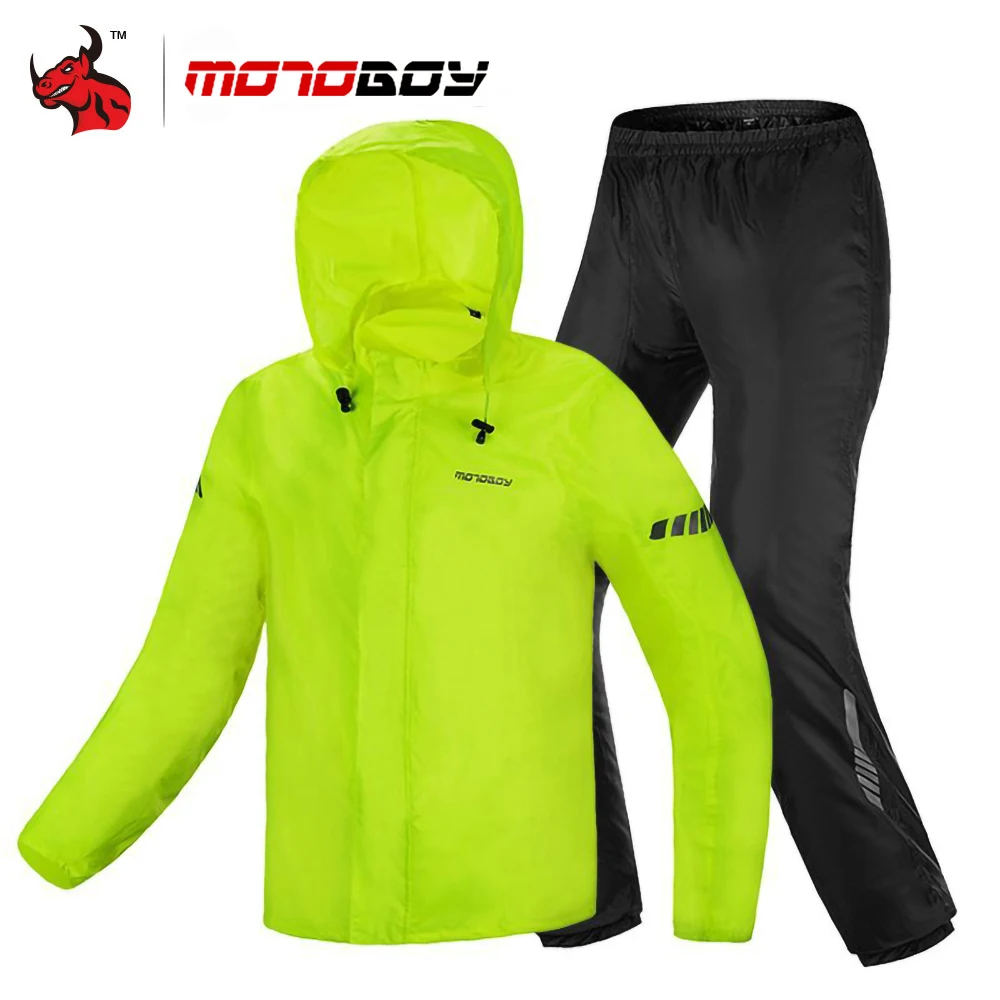 MOTOBOY светоотражающий мотоциклетный плащ с капюшоном, куртка, брюки, водонепроницаемый костюм, мужской дождевик, костюм для улицы, мотоциклетная одежда