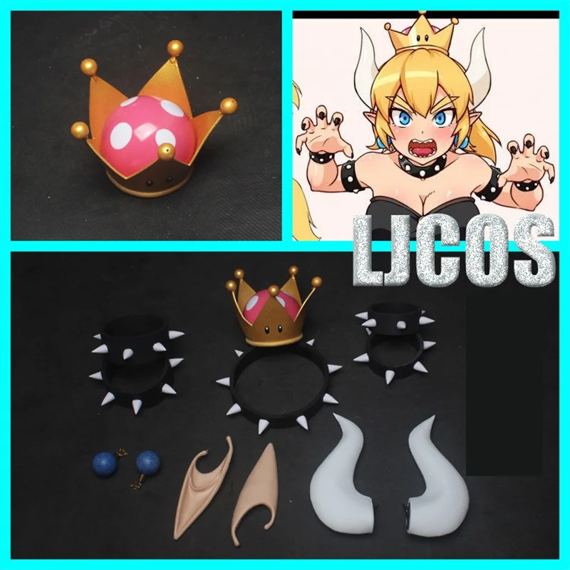 Bowsette Kuppa Koopa Hime Princess cosplay Womanize серьги с короной рога хвост ухо панцири чокер