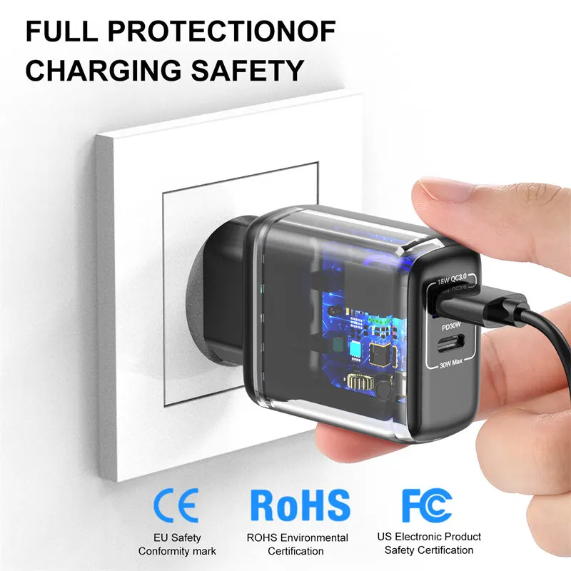 pd type c 30w quick charge pd qc 3 0 type c fast charging for iphone 12 pro samsung xiaomi mobile phone usb wall charger adapter free global shipping