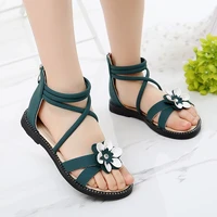 fashion new girl sandals summer shoes cute flower roman shoes white green pearl beading open toe kids girls beach sandals kids