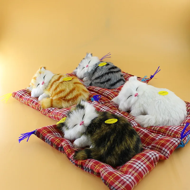 

2021 Design Kawaii Simulation Sounding Sleeping Cats Plush Toy With Nest Children's Favorite Birthday Christmas Gift