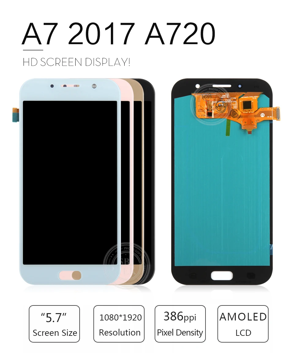 Super OLED ЖК-экран для Samsung Galaxy A7 A720 A720F SM-A720F ЖК-дисплей Дисплей кодирующий преобразователь сенсорного экрана в сборе