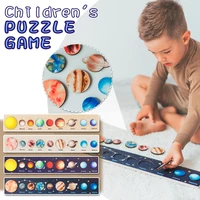 wood toy montessori montessory toys childrens puzzle game space planet learning board preschool educational universe cognition