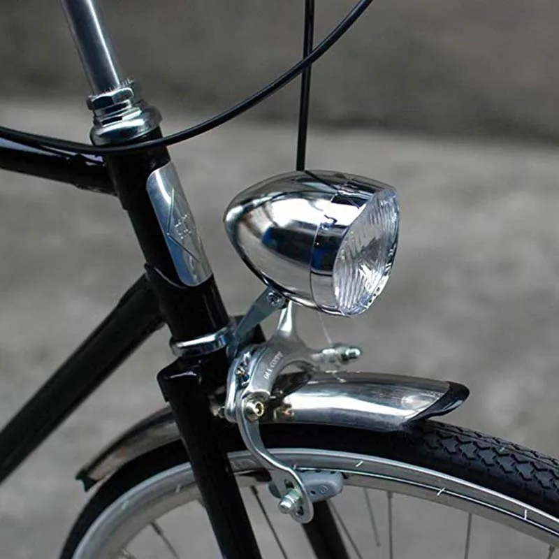 

Retro Vintage Bicycle 3LED Front Light Headlight Safety Warning Night Light Bike Decoration Black Silver