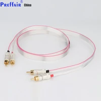 preffair blue white heven occ silver plated flat signal cable with king snake gold plated rca interconnect cable
