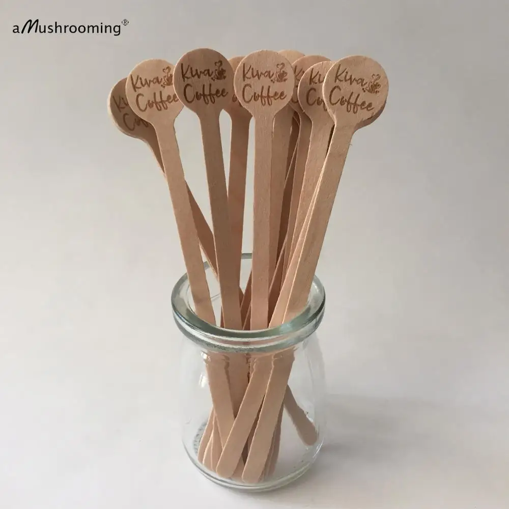 100 шт. индивидуально выгравироанные надписи круглые деревянные перемешиватели