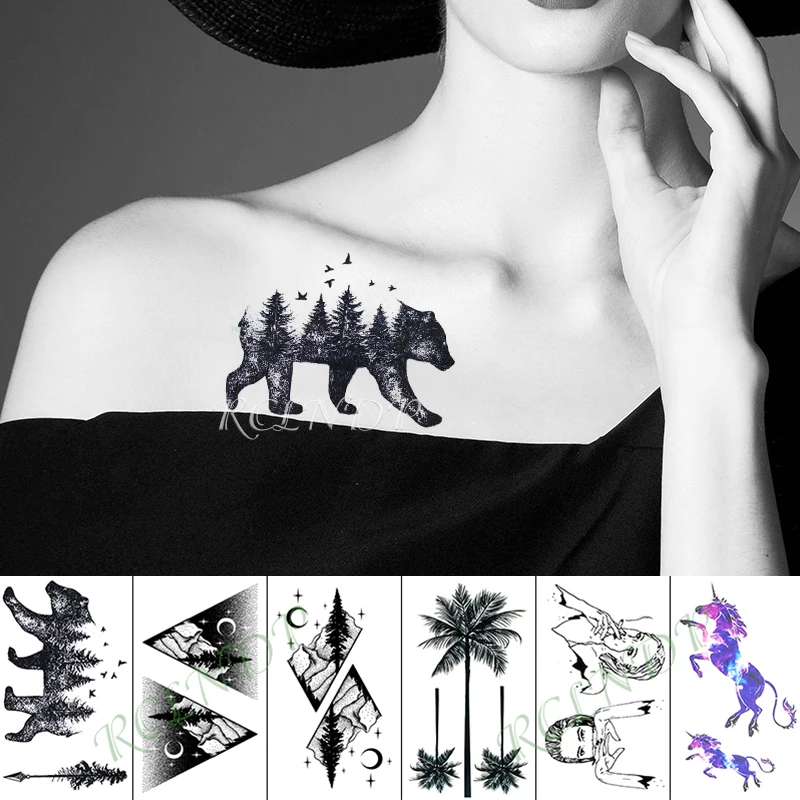 

Waterproof Temporary Tattoo Sticker Bear Tree Animal Fake Tatto Hand Arm Foot Flash Tatoo for Kid Girl Men Women