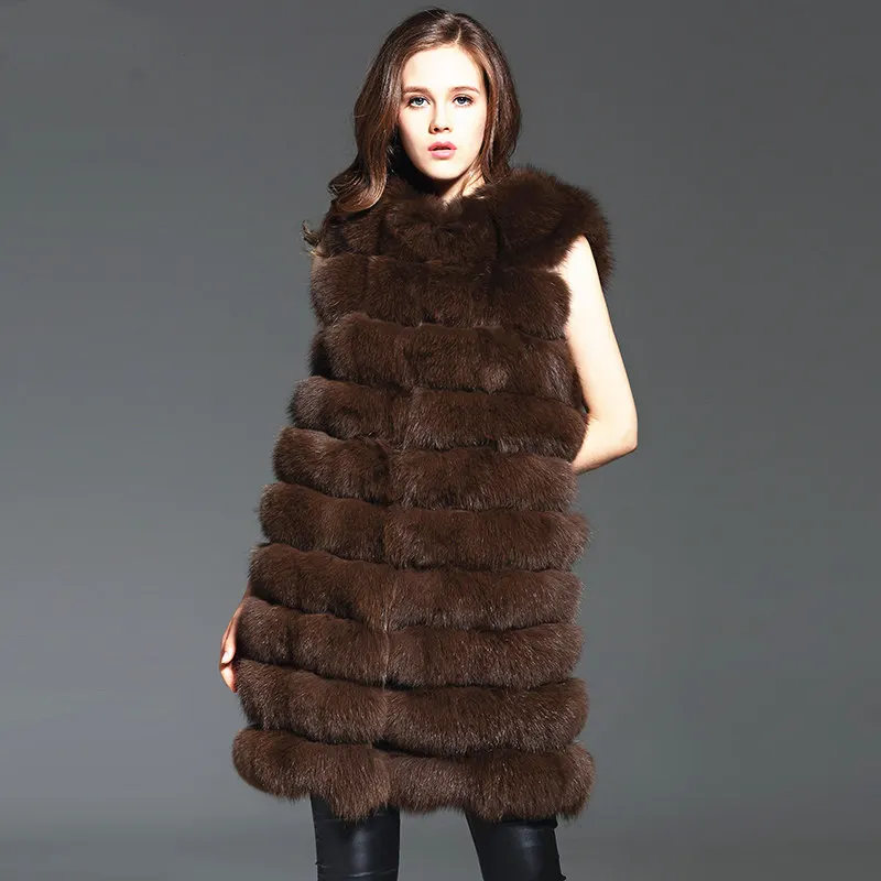 

Natural real fox skin vest female jacket short sleeveless thick winter hot luxury genuine plus size jackets