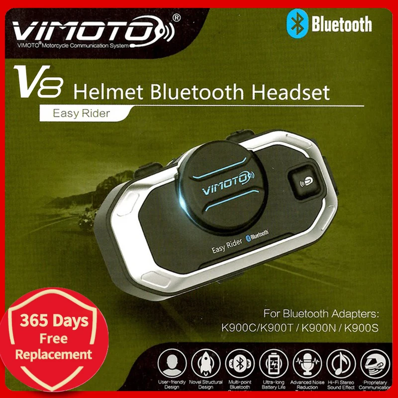 Мотоциклетная Bluetooth гарнитура Vimoto Easy Rider V8 многофункциональная для шлема и