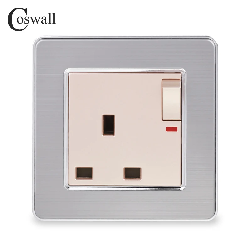 Панель из нержавеющей стали COSWALL 13 а штепсельная розетка британского стандарта с