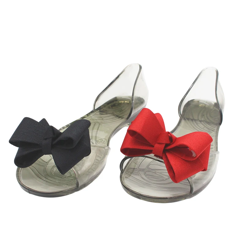 Женские пляжные сандалии-желе на плоской подошве с бантом и цветами | Обувь