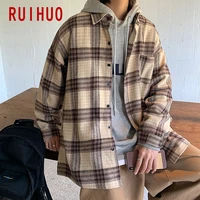 ruihuo woolen mens jacket streetwear men jacket clothing harajuku vintage jackets for men m 2xl 2021 new arrivals