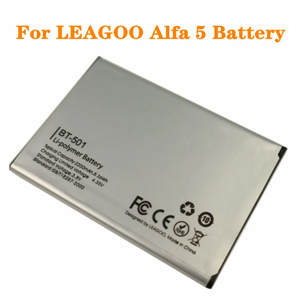 

Аккумулятор емкостью 2200 мАч для LEAGOO Alfa 5 BT 501 BT501, Высококачественная оригинальная запасная батарея