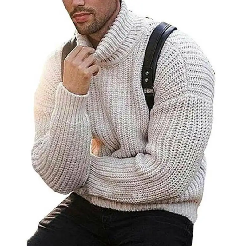 

Plus Size Men Long Sleeve Turtleneck Sweater Chunky Knit Jumper Pullover Tops