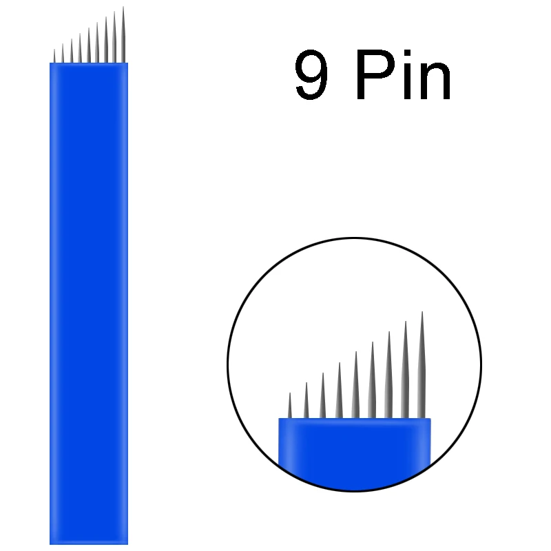500 шт 18 Pin u-образные иглы для татуировки перманентный макияж бровей вышивка лезвия для 3D микроблейдинг ручная Татуировка ручка - Габаритные размеры: 9pin