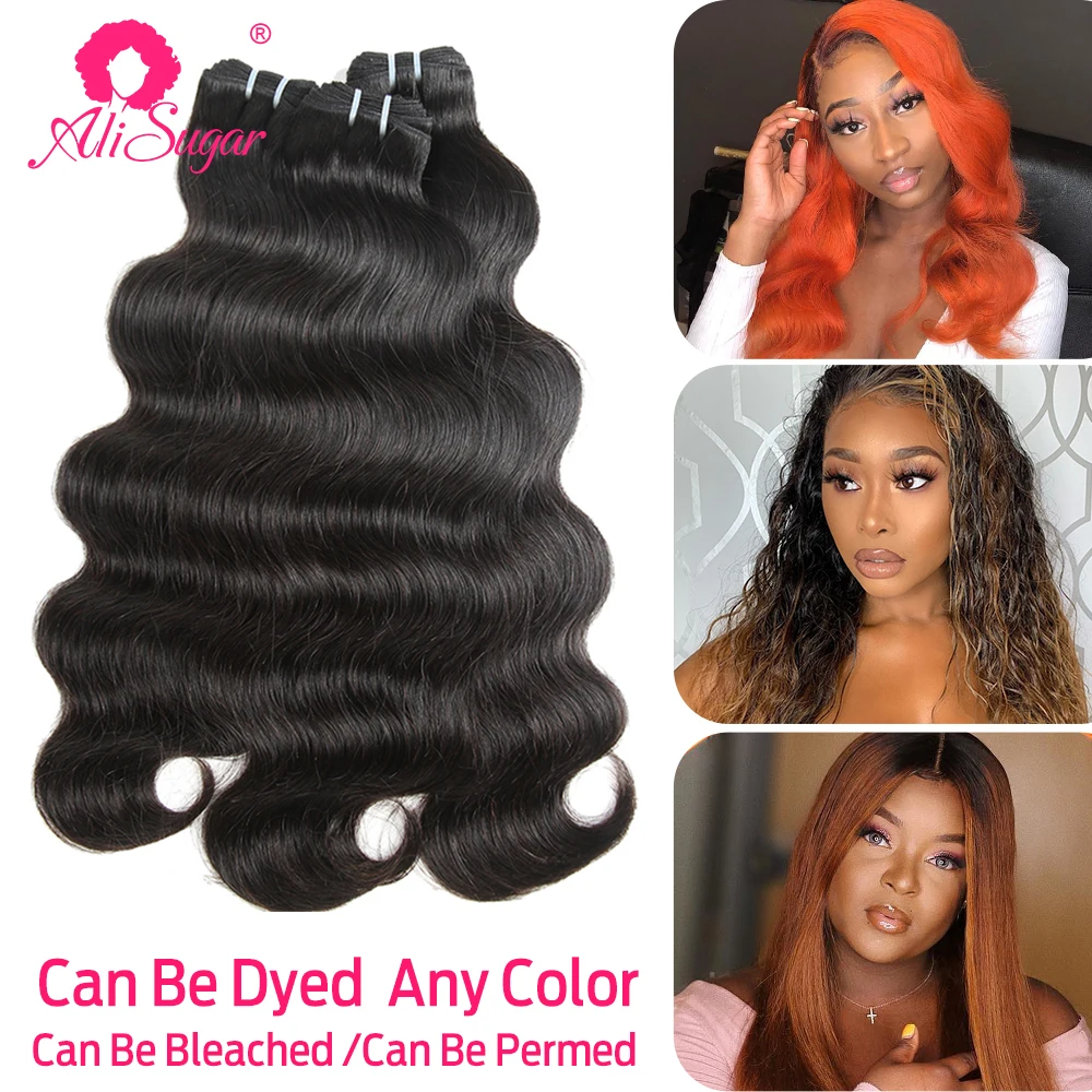 Али sugar натуральные перуанские волосы объемная волна 3 пучка с закрыванием 4*4